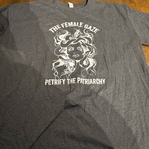 Gray Graphic T-Shirt with Medusa Design